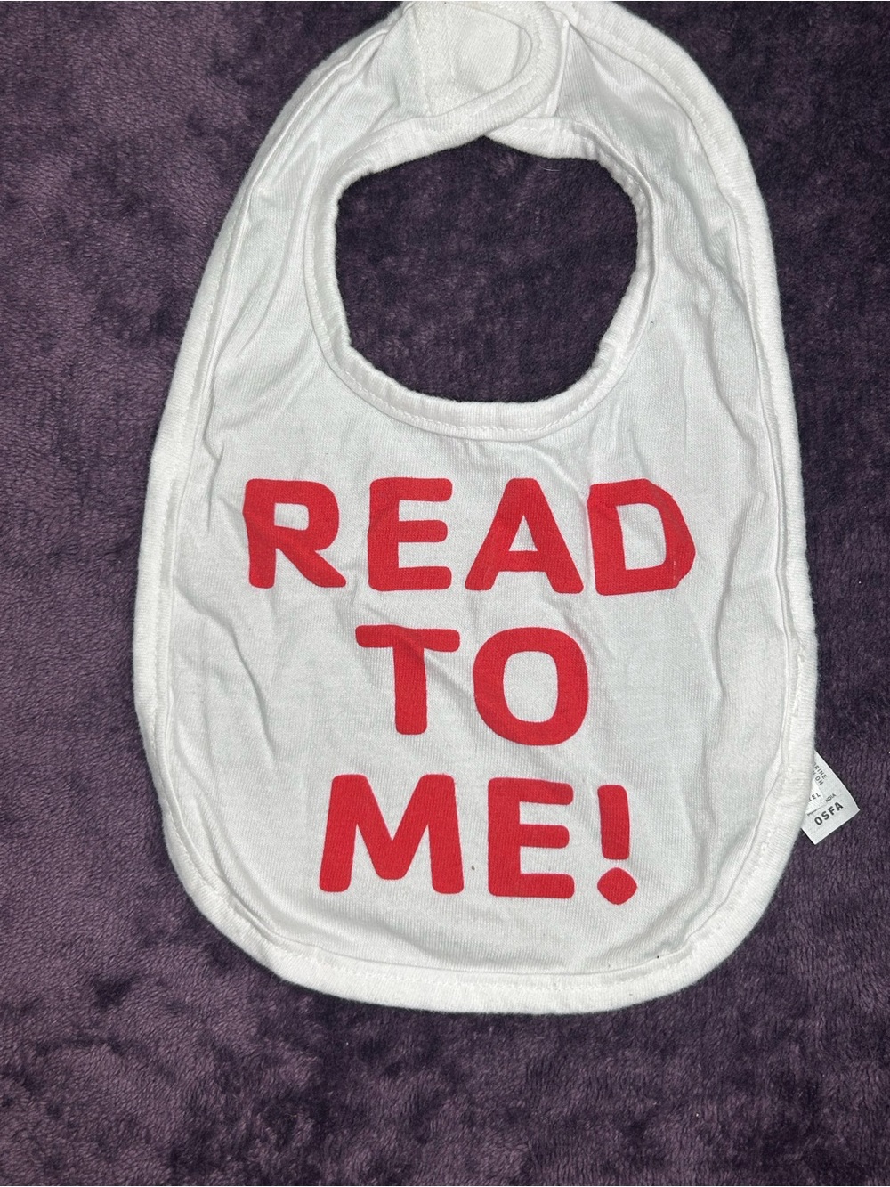 Rabbit Skins White Bib with Red "READ TO ME!" Print